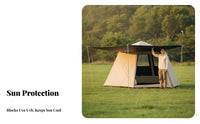 Solar-Blocking Protection Automatic Hexaand Gonal Tent Rainproof Hexaand Gonal Instant Setup Tent Waterproof Camping Shelter Expandable Vestibule for Beginners, Small Groups, Outdoors, Beach Trips, Park Outings, Family Gatherings