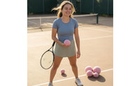 6 Pieces Chemical Fiber Pink Tennis Ball Stitched Seams Fuzzy Tennis Ball Standard Shape