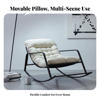High rearrest Upholstered Rocking Chair Padded Seat Household Furniture Sturdy Frame Indoor Seating Ergonomic Design for New Parents, Book Lovers, Living Room, Balcony, Bedroom, perusing corner