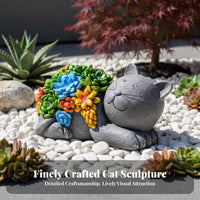 Sun-Powered Feline Statue Cute Design Resin Cat Outdoor Light Weather Resistant Outdoor Lighting for Gardeners, Lawn, Backyard, Patio
