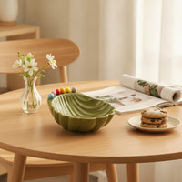 Bowl with Shell Shape Ribbed Shell Bowl with Forks Decorative for Hosts, Tabletop Display, Home Entertaining, Living Room