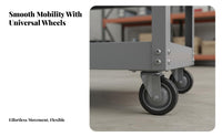 3-Tier Tool Cart 360-Degree Swivel Casters 3 Tier Rolling Tool Cart Industrial-Grade Steel Portable Workstation Trolley with Wheels for Warehouse