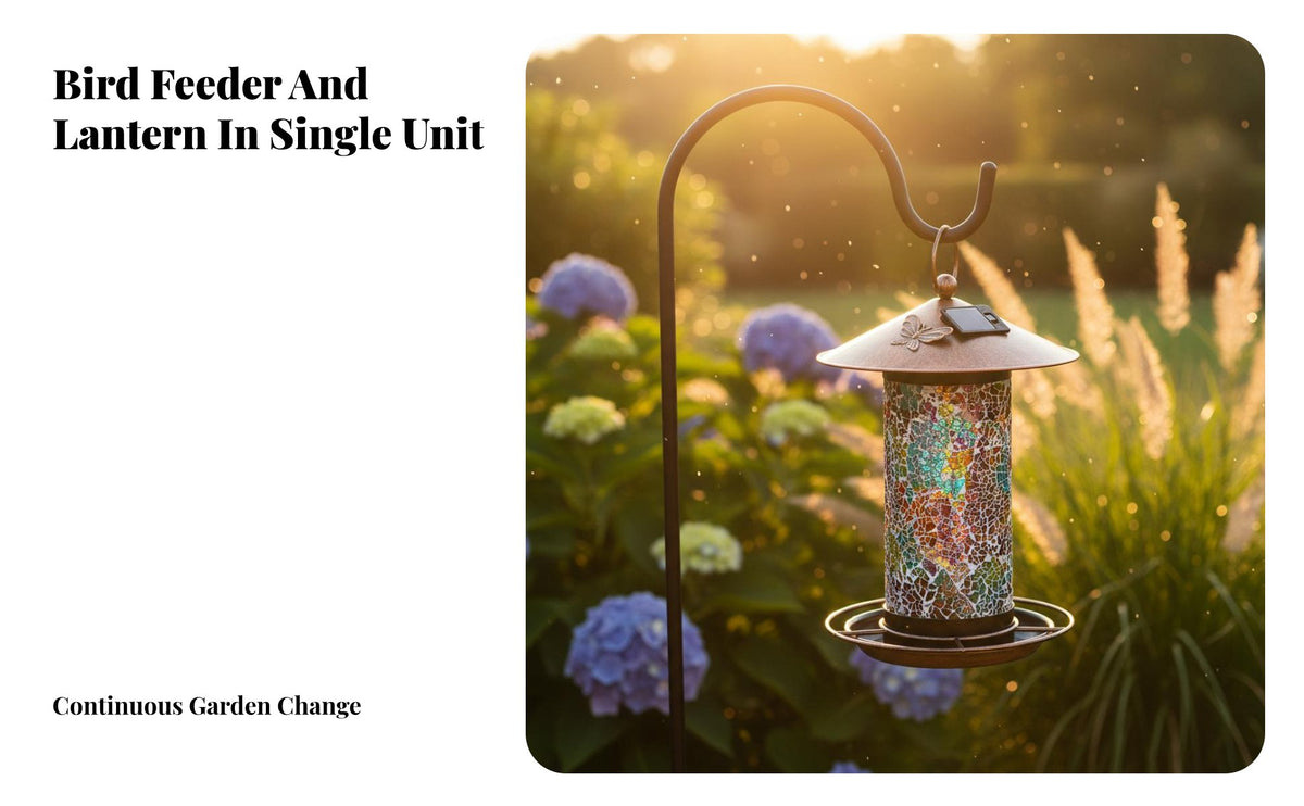 Solar Powered Lantern Feeder Double Purpose Solar Birds Feeder Weather-Resistant for Gardeners, Backyard, Patio