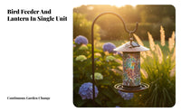 Solar Powered Lantern Feeder Double Purpose Solar Birds Feeder Weather-Resistant for Gardeners, Backyard, Patio