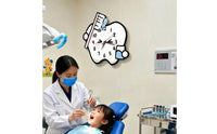 Oral Health-Themed Wall Clock Easy-to-Read Tooth Shaped Clock Hanging for Pediatricians, Kids, Pediatric Office, Classroom