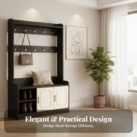 Entryway Coat Rack Shoe Storage Large Capacity Tree with Shoe Storage Versatile Design Entryway Bench with Coat Rack for Rentersway, Foyer