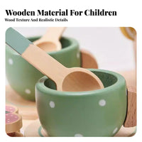 15 Pieces Ideal Gift Wooden Toy Tea Set Imaginative Play Kids Afternoon Tea Playset Child-Safe Wooden Kitchen Toy Set Educational for Girls, Preschoolers, Toddlers, Kindergarten