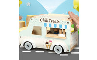 Early Learning Ice Cream Wagon Stroller Interactive Pretend Ice Cream Truck Child-Safe Materials Wooden Baby Stroller Sturdy for Toddlers, Babies, Indoor Play, Nursery