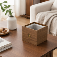 Desk Trash Can, Wooden, Walnut, Small, For Desk, For Stylish Study Room