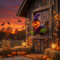 Spooky Halloween Window Decoration Hanging Pumpkin Ghost Decoration Quick Inflation Halloween Inflatable Colorful for Party