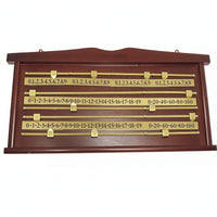 Wood-Finish Billiards Scoring Board Gold-Colored Cue Sports Score Board Decorative Billiard Score Keeper Sliding Markers for Pool Hall