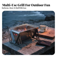 Lightweight Card-Type Assembly Grill Foldable Design Stainless Steel Camping Grill Easy to Assemble and Clean for Campers, Hikers, Picnic