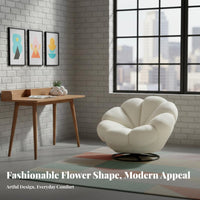 Comfortable Upholstery flower-shapedsupport rotating Chair Modern & fashion Upholstered rotating Armchair Easy to Assemble Lounge Seat Ergonomic Design for Readers, homeowners, Adults, Living Room, perusing alcove, Home Office, Reception Area