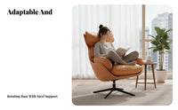 Nordic Aesthetic Upholstered rotating Armchair Modern Design Round rotating Armchair Ergonomic Comfort Single Sofa Statement Piece for Readers, Adults, Homeowners, Home Office, Balcony, perusing corner, Bedroom