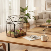 Clear House-Shaped Terrarium Modern Display Terrarium Sturdy Glass Planter Sturdy for Office