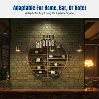 Wall Mounted Round Metal Wine Cabinet, Creative Wine Rack, Goblet Holder for Living Room, Bar Decor