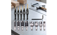 14 Pieces Versatile Woodworking Drill-Bit Set Clean Countersink with Hex Shank Long-Lasting Countersink Bit Set Wear Resistant for Woodworkers