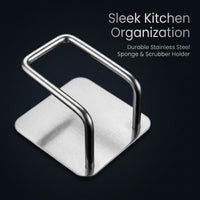 Bathroom Sink and Kitchen Organizer for Sponges, Stainless Steel Sponge Holder No Drill with Strong Grip, Single Hook Accessory