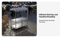 Folding Vendor Cart Easy Assembly Street Push Cart with Awning Versatile Use Foldable Market Stall for Vendors, Outdoor Events, Festivals, Craft Shows