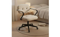 Stylish Design Ergonomic Computer Chair Skin-Friendly Textile Upholstered Rolling Desk Chair Quiet Wheels Home Furniture Easy Assembly for Students, Women, Dorm Room, Bedroom
