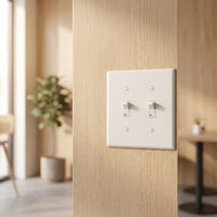 Double Toggle Switch Polycarbonate Thermoplastic Light Control Switch with Faceplate Two-Gang Wall Plate 20A Smooth Finish