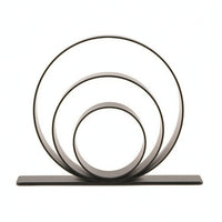 Tabletop Ornament with Concentric Rings Modern Metal Circle Sculpture on Base Decorative Geometric Table Ornament for Entryway