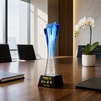 Crystal Employee Award Trophy with Custom Logo Engraving, Hand-Polished Elegant Recognition Award