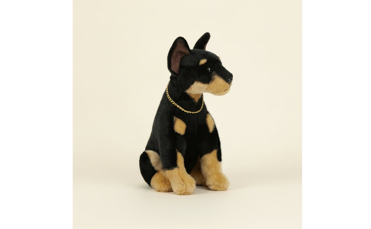 Doberman Stuffed Realistic Doberman Stuffed Animal Stuffed Dog with Collar Lifelike Soft for Children, Room Decor, Desk Display