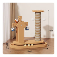 Feline Activity Activity Hub Hanging Balls Feline Tree with Toys Scratching Post Floor-Standing Pet Furniture Double Ball Track