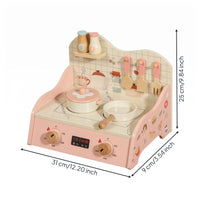 Printed Illustrations Smooth Edges Wooden Kitchen Cooktop Toy Pretend Cooking Set Pretend Kitchen Cooktop