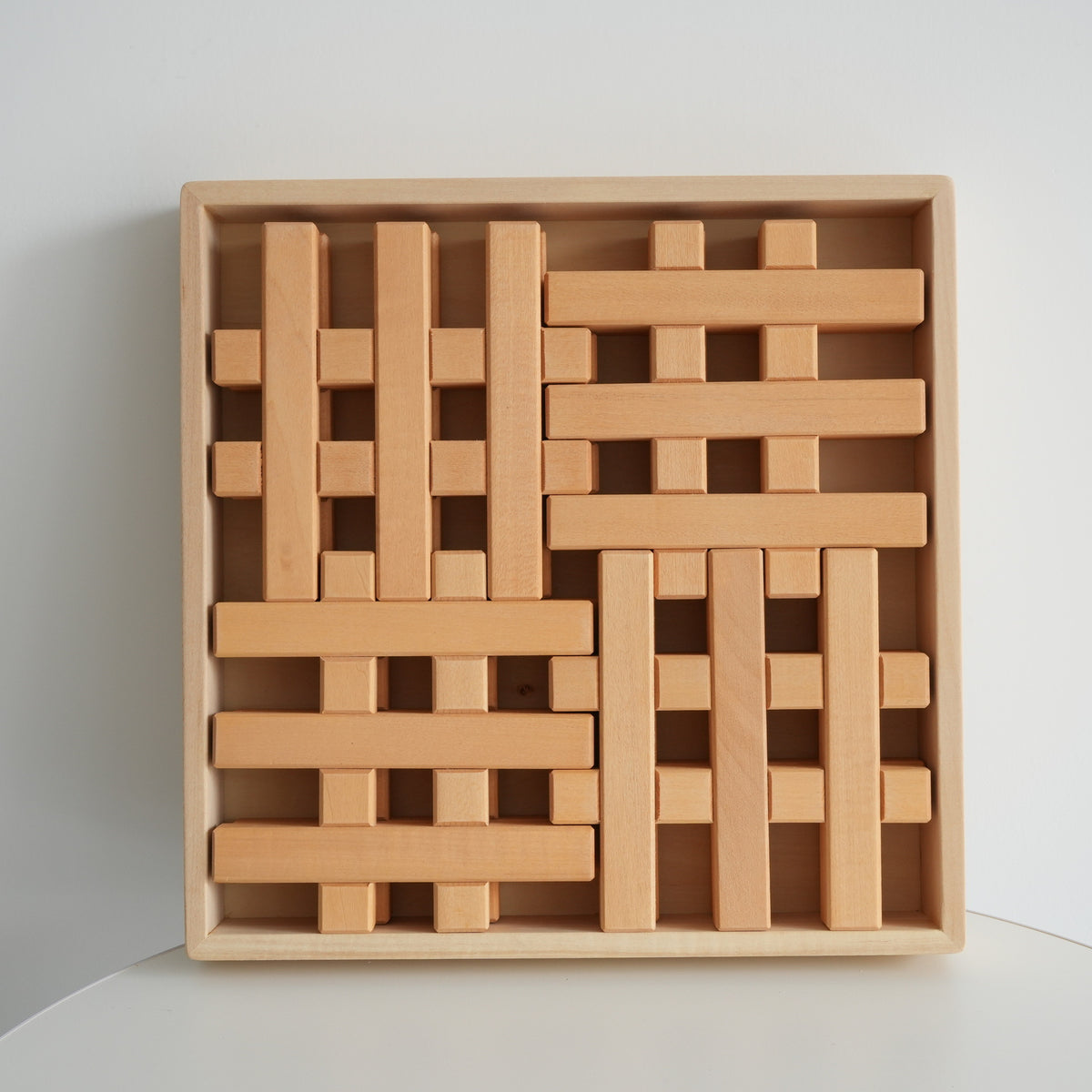 Acrylic Cube Building Blocks Expansion Kit with Basswood Well-Shaped Fence, 8 Pieces, Wooden Box