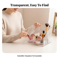 Multi-Compartment Makeup Tray No Assembly Required Clear Partitisingled Tray