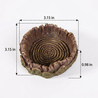 Tree Stump Bowl Tortoise Water Bowl, Realistic Resin Tortoise Water Dish for Reptiles and Frogs, Shallow Depth Reptile Feeding Accessory, 2.5cm