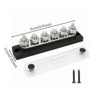 6 Terminal Bus Bar Heavy-Duty Bus Bar with Cover Compact for Marine, Automotive