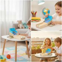 Wooden Marble Toy with Sloped Ramp Tabletop Arcade Toy Educational Marble Run Set for Kids