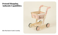 Wooden Push Push Cart Wooden Shopping Cart Slotted Panels Rounded Edges