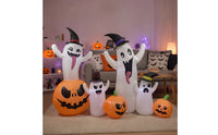 Cute Inflatable Ghost with Pumpkins Adorable Halloween Inflatable with Witch Hats Sturdy Inflatable Decoration Easy to Use for Lawn