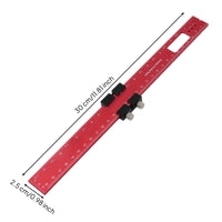 Engraved Measurements Woodworking Marking Ruler Metal Tightening Knobs Angle Marking Ruler Anodized Red Hand Tool Rectangular Cutout for DIYers
