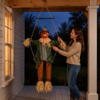 Light up Specter Swing Motion Swinging Specter Doll Creepy Sounds Sound Making Pumpkin Doll for Halloween Party, Porch