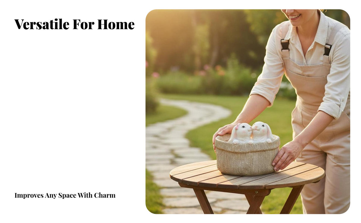 Hare Flower Pot Cute Design Bunny Planter Decorativ Hare Shaped Flowerpot for Couples, Outdoor, Balcony