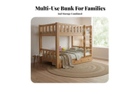 Solid Wood Bunk Bed Space-Saving Design Kids Bunk Bed with Ladder High Guardrail Bedroom Furniture for Students, Families, Dormitory, Dorm Room