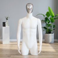 Male Mannequin with Arms Half-Body Mannequin Realistic Display Form for Retailers, Boutiques