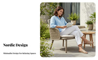 Waterresistant Wicker Seating set sun-resistant 4-Piece Conversation Group Nordic Design Patio Set All-Weather for Families, Homeowners, Adults, Garden, rearyard, Porch, pool area