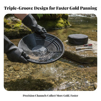Three-Groove Riffled Gold Pan Textured Inner Gold Panning Pan Smooth Outer Prospecting Tool Shallow Basin