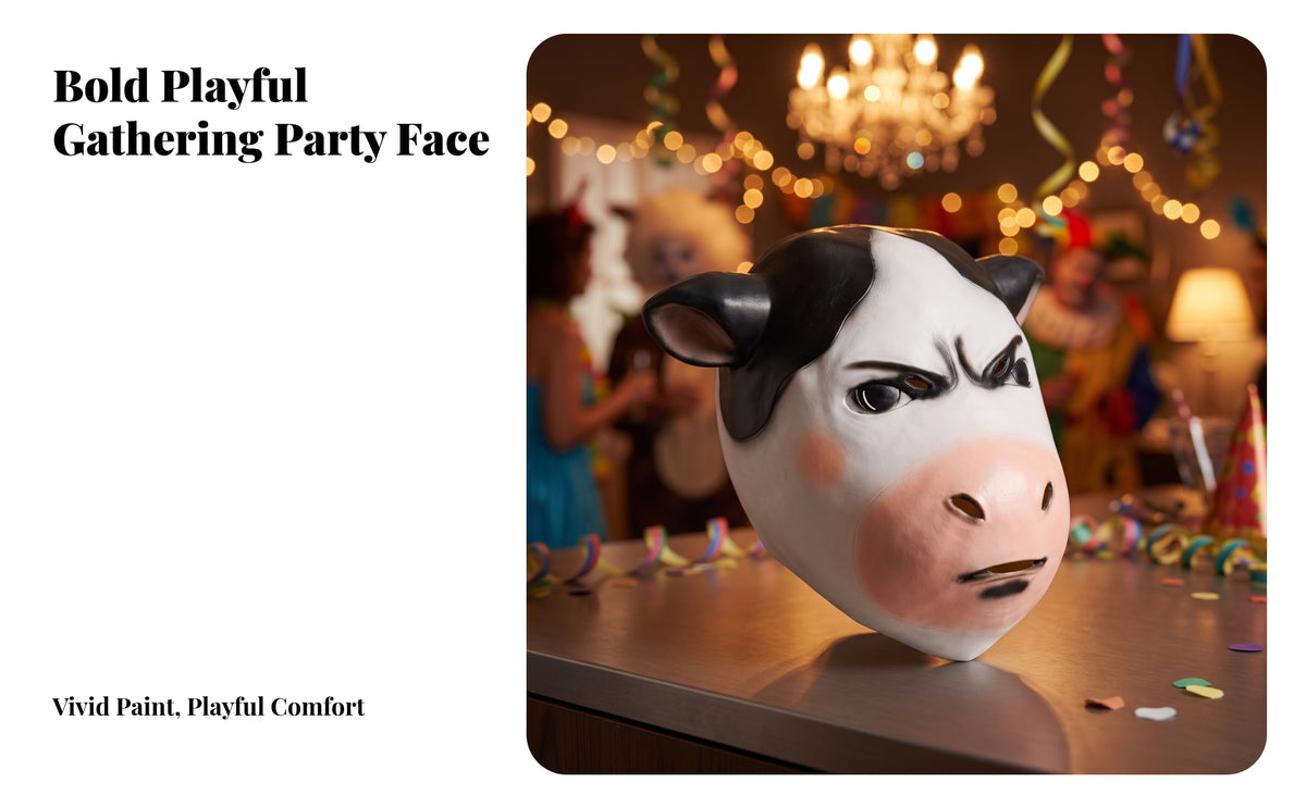 Lightweight Realistic Cow Face Covering | Easy to Wear, Funny, Latex Cow face covering, for Halloween
