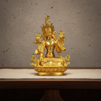 Small Golden Buddha Statue Intricate Features Miniature Buddhist Deity Figurine House Decoration for Home Altar, Car Dashboard
