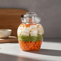 Glass Pickling Jar Clear Design Kimchi Container Versatile Sealed Glass Canister for Kitchen