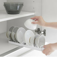 Vertical Rack with Divider Supports Rectangular Kitchen Storage Rack Space-Saving Bowl Organizer Slim for Cabinet, Countertop