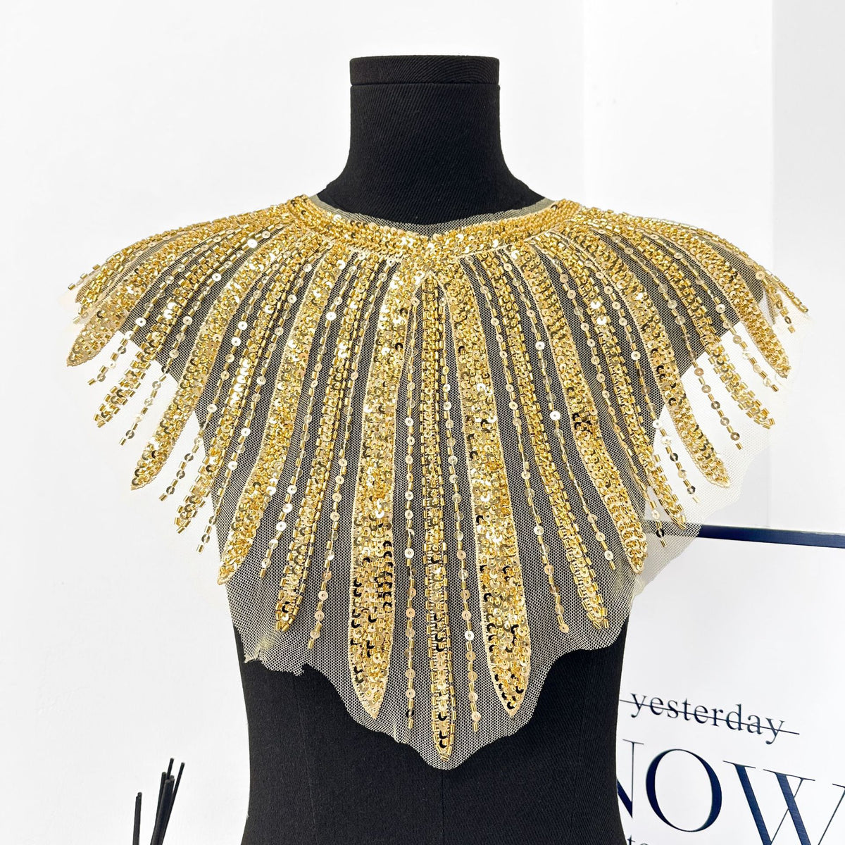 New Mesh Sequin Beaded Front Collar Decorative Dress Collar Patch