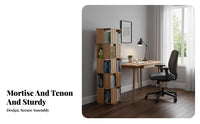 Mortise and Tenon Joinery 360-Degree Rotating Book Shelving Unit Space-Saving Revolving Book Shelving Unit Minimalist Design Bookshelf Natural Wood Finish for Children, Students, Living Room, Small Compact Areas, Bedroom, Home Office